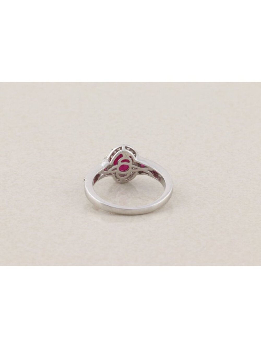 Sterling Silver Ruby and White Zircon Ring Size 9 - Picture 7 of 7